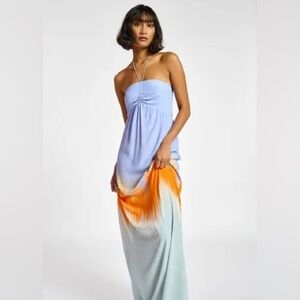 Essentiel Antwerp Dimple Multicolor Ombré Halter Maxi dress 🩵 so 38
